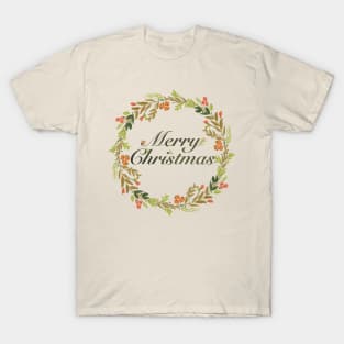 Christmas Flower Wreath T-Shirt